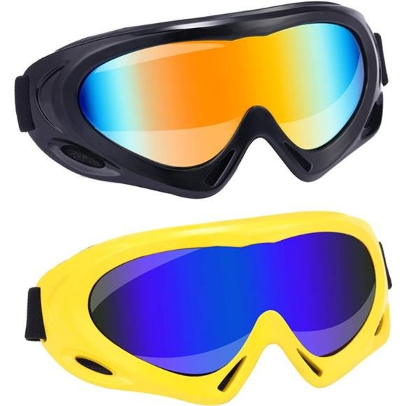 Noelwose 2 Pack Ski Snow Goggles Snowboard Goggles UV Protection Anti Fog Glare